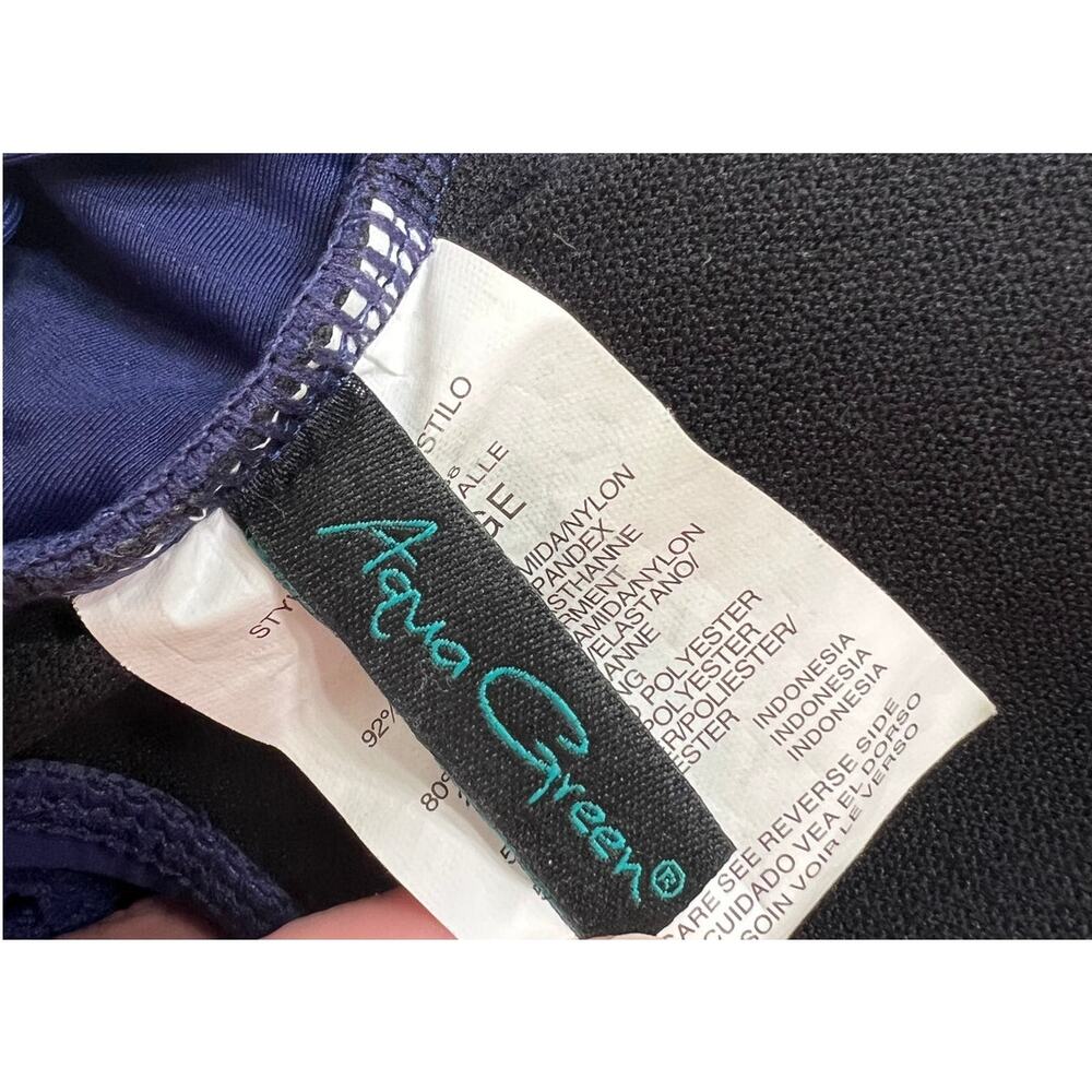 Aqua Green High Neck Crochet One Piece Swimsuit Blue XL - Picture 7 of 9